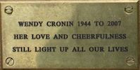 Brass plate on Wendy's bench